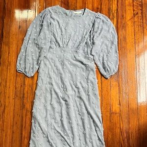 Anthropologie Eri + Ali light blue textured polka dot midi dress